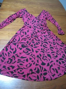 New York & Co Psychedelic Wrap Midi Dress Sz XL Made USA Wrap V-Neck High Waist - Picture 1 of 13