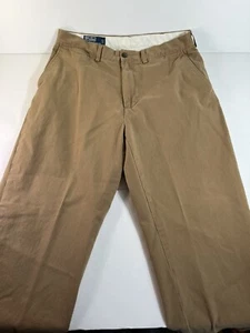 Polo Ralph Lauren braun vorne flach Chinohose Herren 34 x 27,5 gesäumtes Logo EUC! - Bild 1 von 10