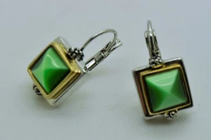 urbanity style emerald green cat eye dangle fashion french clip earrings 176 - Picture 1 of 3