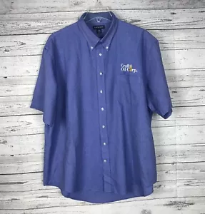 Lands' End Men's Blue Short Sleeve Button Down Shirt Craft Oil Size XXL(18-18.5) - Picture 1 of 7