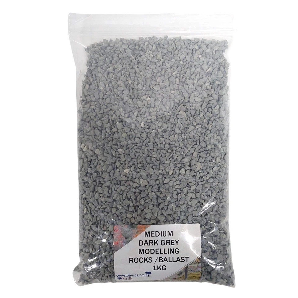 WWScenics Medium Grade Dark Grey Ballast 1kg | Model Railway Ballast Train - Image 1 of 4