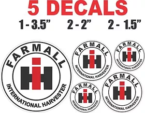 5 decalcomanie in vinile rotonde Farmall IH International Harvester - nitide e croccanti - Foto 1 di 1