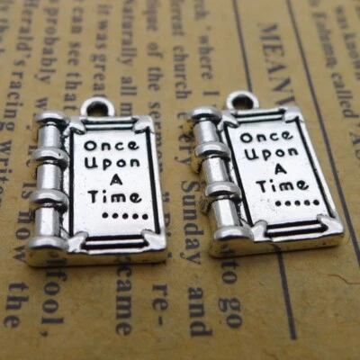 Pingente de prata antigo para fazer joias faça você mesmo amuletos de livro 100 peças a granel - Imagem 1 de 3