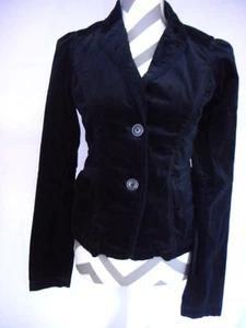 Jacket Ann Taylor Loft Black Blazer Button Collar Women size 0 98% Cotton - Picture 1 of 12