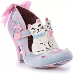 Irregular Choice Bow selbstgefällig kleine verwöhnte Kitty Damen-Absätze silber UK 3 - 8 - Bild 1 von 6