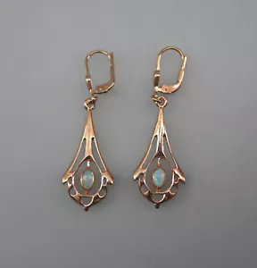 9906031-dd 925er Silber rosévergoldet Jugendstil Ohrringe mit Opal - Picture 1 of 1
