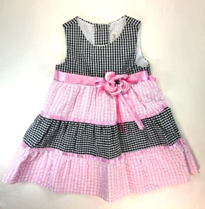 Vestido de bebé Rare Too rosa negro guinga Seersucker talla 12 meses - Imagen 1 de 6