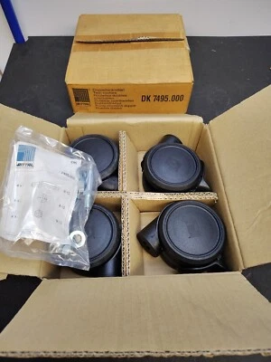 Box Of 4 Rittal DK 7495.000 Twin Castor Black Wheel 264.6lb Locking Roller Germa - Image 1 of 4