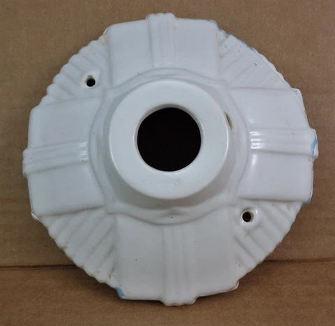 ART DECO VTG PORCELAIN CEILING LIGHT FIX PULL CHAIN RIBBED DESIGN 1930'S Cover