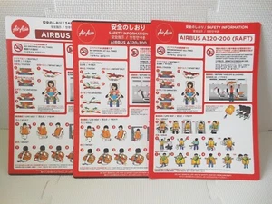 Safety Card Safety Instruction Air Asia Airbus A320-200 set 3 types Airline AXM - Picture 1 of 11