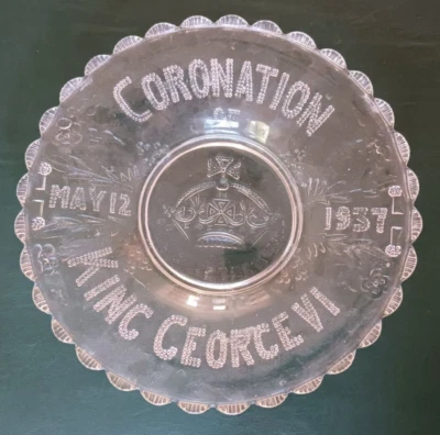 Pressed Glass Plate for Coronation of HRH George VI 1937 - England - Image 1 of 4