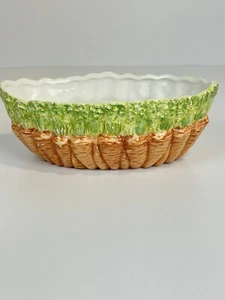 Vtg San Marco Ceramic Carrot Bowl Italy Mid Century Modern Hand Painted 11x4" - Picture 1 of 23