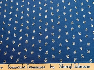 Marcus Fabrics Sheryl Johnson 1800s Civil War Repro Blue Floral FQ - Picture 1 of 3