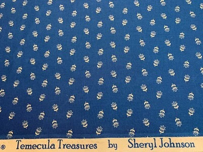Marcus Fabrics Sheryl Johnson 1800s Civil War Repro Blue Floral FQ - Image 1 of 3