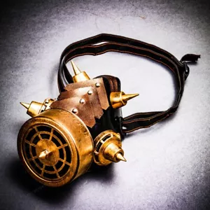 Gas Mask Gasmask Steampunk Gothic Party Costume Prop Adult Halloween Mask Gold - Picture 1 of 6
