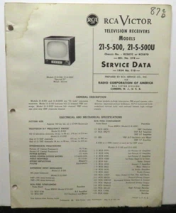 RCA VICTOR TELEVISION SERVICE DATA 1954 T10 21-S-500 -500U KCS87C D 28 PAGES - Picture 1 of 1