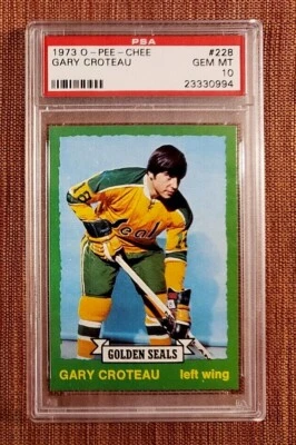 1973 O-Pee-Chee #228 Gary Croteau California Golden Seals Hockey Card PSA GEM 10 - Image 1 of 2