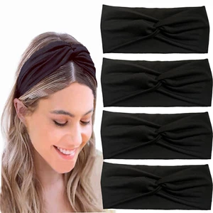 4Pcs Turban Headbands for Women Boho Stretchy Fashion Headbands Fabric Twist Kno - Picture 1 of 12