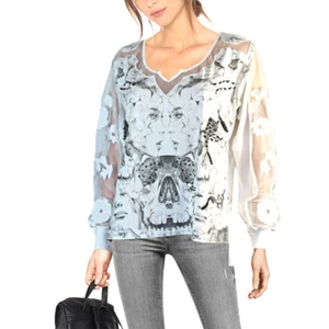 Blusa Vokuhila MANDARINA Ausente Blusa Camisa Manga Larga Aspecto Usado T.40 42 - Imagen 1 de 4