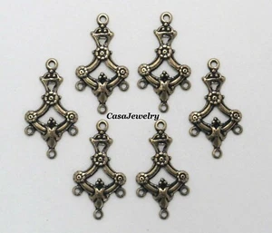 #1633 ANTIK GOLD FILIGRAN 4 RING KRONLEUCHTER KOMPONENTE - 6 Stück - Bild 1 von 2