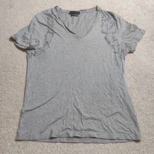 Alexander Wang T-Shirt Women's Grey Classic Fit V-Neck Cap Sleeve Pullover - Picture 1 of 9