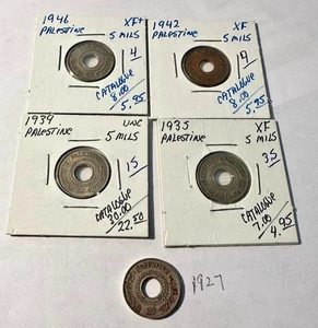 19427, 35,39,42 & 1946 Fünf Mils Palästina - Bild 1 von 1