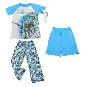 Jurassic World Kids 3 Piece Printed Pajama Set Top Pants Shorts Medium Size 8/10 - Picture 1 of 9