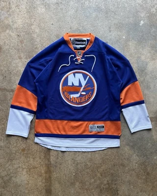 Vintage New York Islanders Reebok NHL Jersey Mens Size L Blue Orange Laced - Image 1 of 4