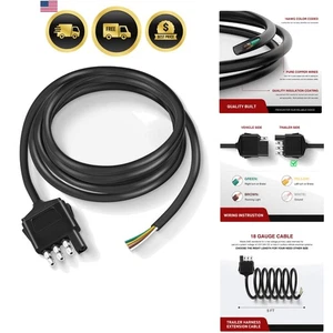 Trailer End Connector 4 Pin Extension Cable Heavy Duty 5ft 18AWG Copper Wire - Picture 1 of 10