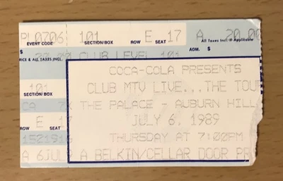 1989 CLUB MTV LIVE DETROIT CONCERT TICKET STUB MILLI VANILLI PAULA ABDUL - Image 1 of 4