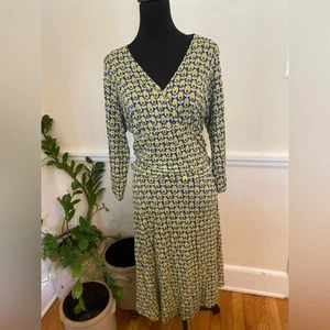 BODEN Jersey Strick 3/4 Arm Midi Avocado/Oliv Kleid grün, blau weiß Gr. 18L - Bild 1 von 8