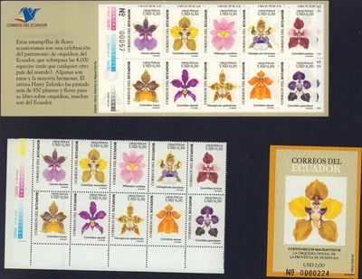 ECUADOR 2006 ORQUÍDEAS FLORES JUEGO COMPLETO HOJA RECUERDO + BLOQUE + FOLLETO 1820-1821 Foto 1 de 2