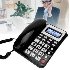 (black) Corded Telephone Wired Telephone With Speaker Voice Recorder And - Afbeelding 1 van 12