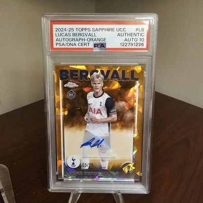 Autógrafo de novato Lucas Bergvall Topps cromo naranja zafiro/25 PSA 10 automático Foto 1 de 2