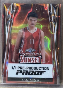 Yao Ming 2025 Leaf Signature Sunset #1/1 Pre-Production Proof Orange Lava SP - Picture 1 of 2