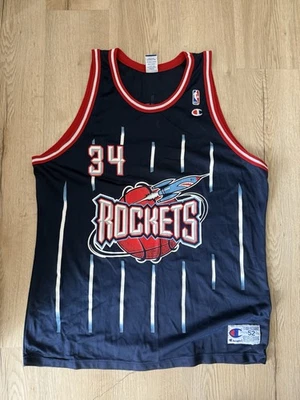 Vintage 90s Houston Rockets Hakeem Olajuwon Champion Jersey XL Size 48 - Image 1 of 4