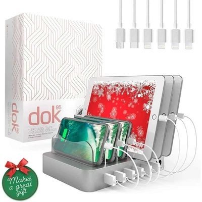 Dok 6 Hercules Tuff Multi Port Silver Charging Station iPhone/iPad - Image 1 of 4