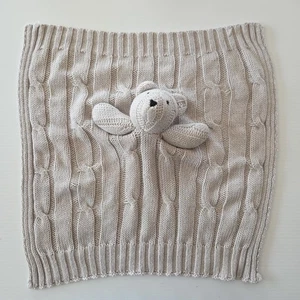 Anko Grey Knit Bear Comforter Plush Security Blanket Lovey Baby Toy - Picture 1 of 4