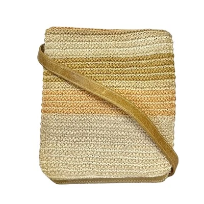 РЕДКАЯ Missoni винтажный нейтральный в полоску трикотажа кожаный клапан ремня сумка через плечо сумочка - Изображение 1 из 4