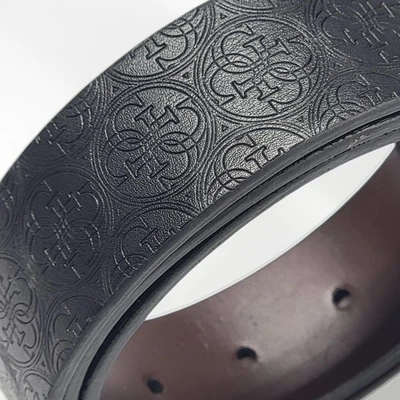 Cinturón Guess Hombre Talla L 38-42 Negro Marrón Reversible Logotipo Repujado Cuero Foto 1 de 4