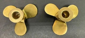 Brass Pair Boat Propeller Candlestick Holders Vintage Nautical - Picture 1 of 6
