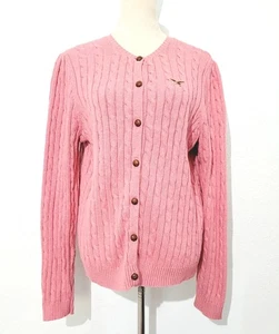 American Living Woman's Pink Cable Knit Cardigan Sweater Size XL 100% Cotton - Picture 1 of 11