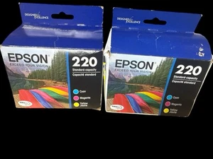 2x CARTUCHO TINTA EPSON 220 COLOR CIAN - MAGENTA - AMARILLO CADUCIDAD: 07-2026 NUEVO - Imagen 1 de 2