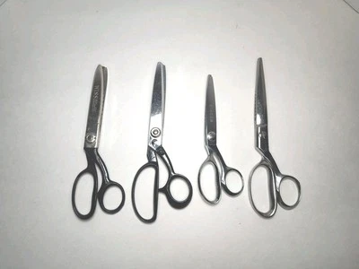 Lot of 4 Vintage Pinking Shears WISS CB-9 CANARY Japan SINGER 207 & 1 Unbranded - Image 1 of 4