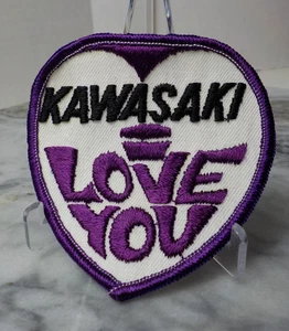 Vintage 70er Jahre Kawasaki Love You Motorrad Biker 3x3 Patch ~ aufbügeln oder aufnähen - Bild 1 von 4