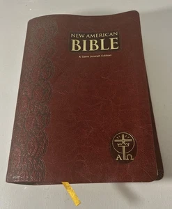 Saint Joseph Ed NEW AMERICAN BIBLE Large Type Catholic Burgundy Leather 1986 NAB - Imagen 1 de 16