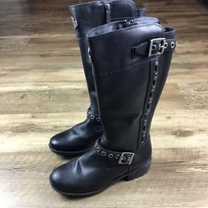 Harley Davidson D83773 Anadale Size 7 Black Leather Knee High Motorcycle Boots - Picture 1 of 12