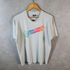 T-shirt vintage Screen Stars Town chiropratico USA punto singolo uomo XL grigio - Foto 1 di 8