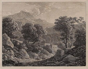 Johann Christian Reinhart Berglandschaft Klassizismus Romantik Kupferstich 1805 - Bild 1 von 3