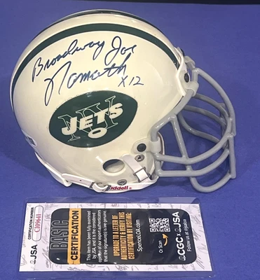 Broadway Joe Namath Signed NY Jets Mini Football Helmet JSA COA CI09641 - Image 1 of 4